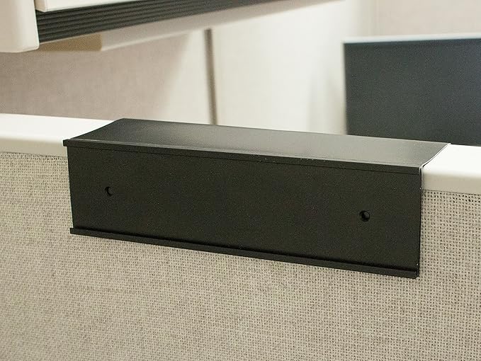 The Original Over the Cube - Quality Aluminum, Changeable Cubicle Nameplate Holder, Black Base, and Matte Black Name Plate Holder, (2" Cubicle Wall Depth) - Made in The USA