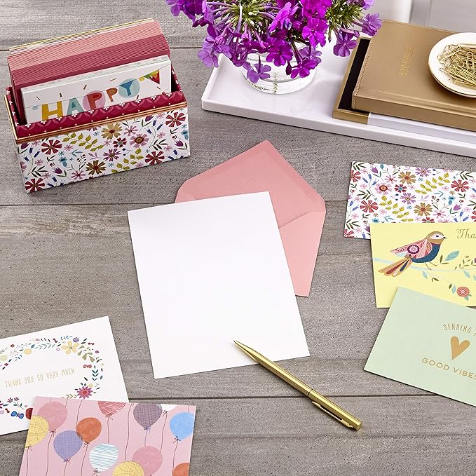 Hallmark Pack of 30 Assorted Boxed Greeting Cards, Good Vibes—Birthday, Thinking of You, Thank You , Blank Cards
